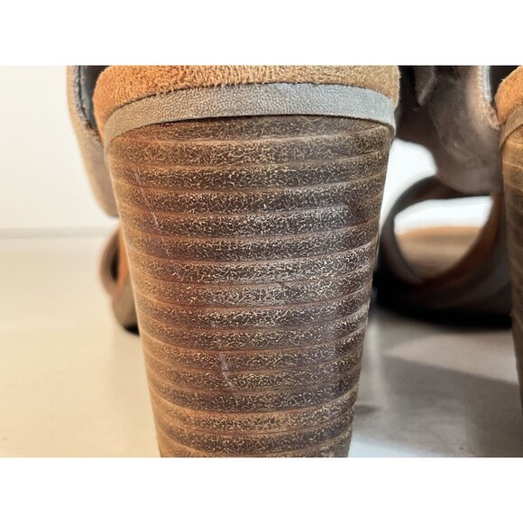 TOMS Suede Majorca Cutout Block Heels Womens Casual Sandals Shoes Taupe Size 6M - Picture 7 of 16